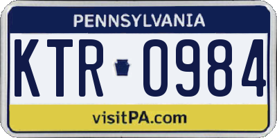 PA license plate KTR0984