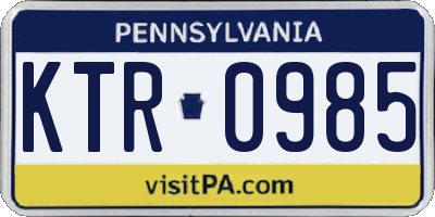 PA license plate KTR0985