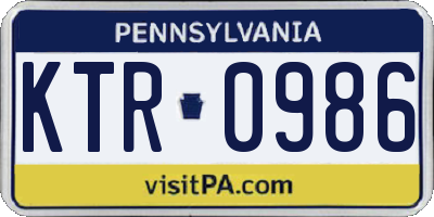 PA license plate KTR0986