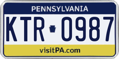 PA license plate KTR0987
