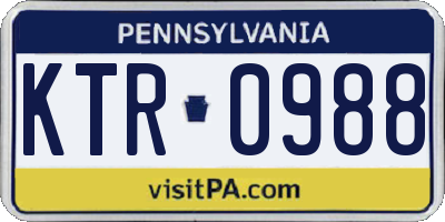 PA license plate KTR0988