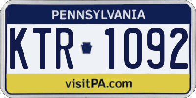 PA license plate KTR1092