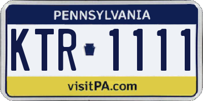 PA license plate KTR1111