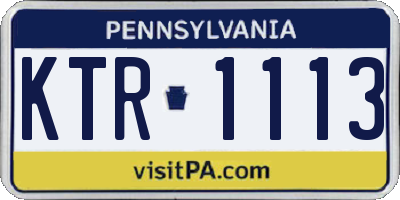 PA license plate KTR1113