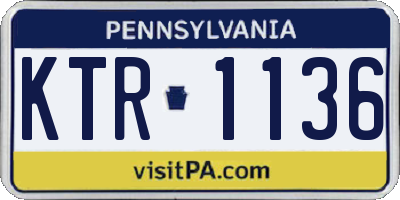 PA license plate KTR1136