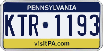 PA license plate KTR1193