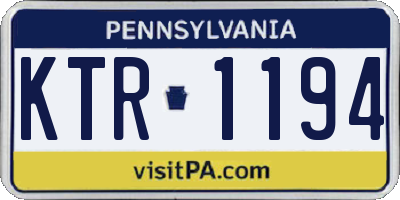 PA license plate KTR1194