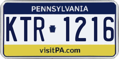 PA license plate KTR1216