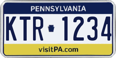 PA license plate KTR1234