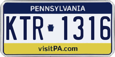 PA license plate KTR1316