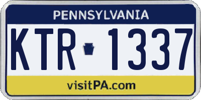 PA license plate KTR1337