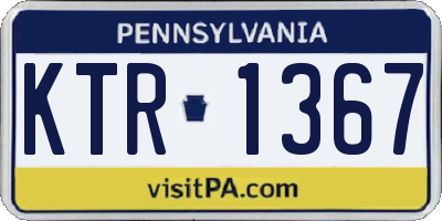 PA license plate KTR1367