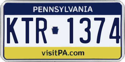 PA license plate KTR1374