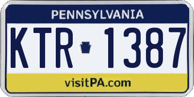 PA license plate KTR1387