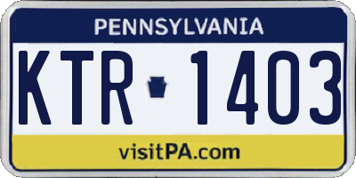 PA license plate KTR1403
