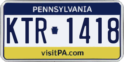 PA license plate KTR1418