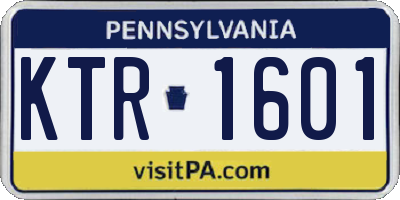 PA license plate KTR1601
