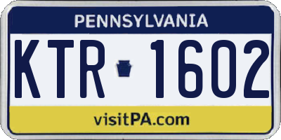 PA license plate KTR1602