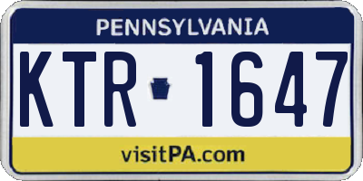 PA license plate KTR1647
