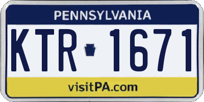 PA license plate KTR1671