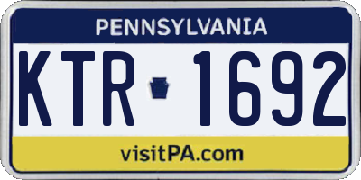 PA license plate KTR1692