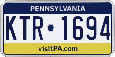 PA license plate KTR1694