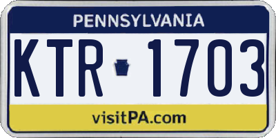 PA license plate KTR1703