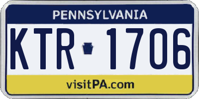 PA license plate KTR1706