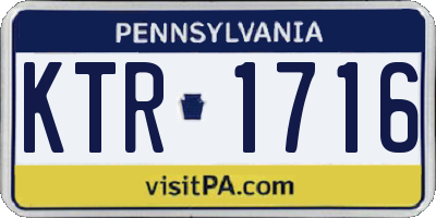 PA license plate KTR1716