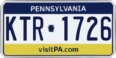 PA license plate KTR1726