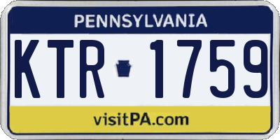 PA license plate KTR1759
