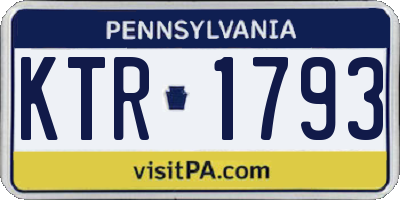 PA license plate KTR1793