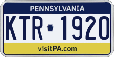 PA license plate KTR1920