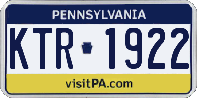 PA license plate KTR1922