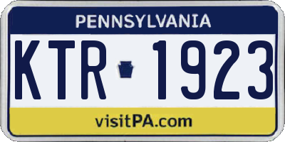 PA license plate KTR1923