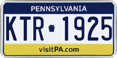 PA license plate KTR1925