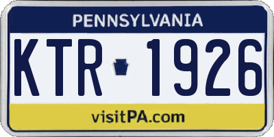 PA license plate KTR1926