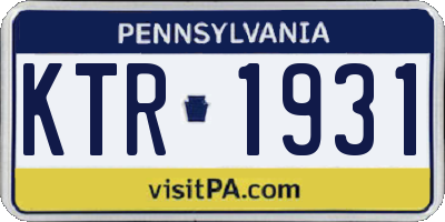 PA license plate KTR1931