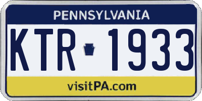 PA license plate KTR1933