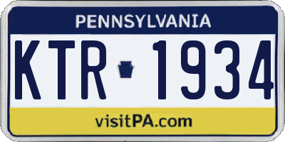 PA license plate KTR1934