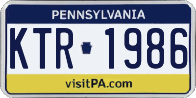 PA license plate KTR1986