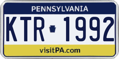 PA license plate KTR1992