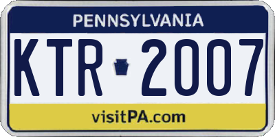 PA license plate KTR2007