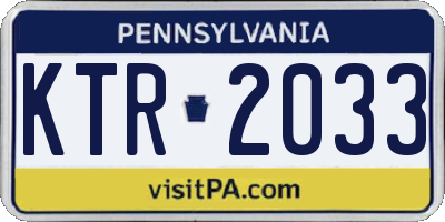 PA license plate KTR2033