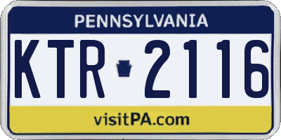 PA license plate KTR2116