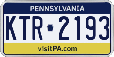 PA license plate KTR2193