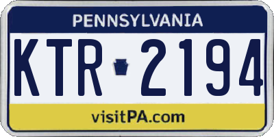 PA license plate KTR2194