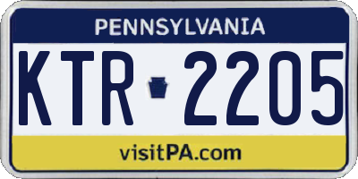 PA license plate KTR2205