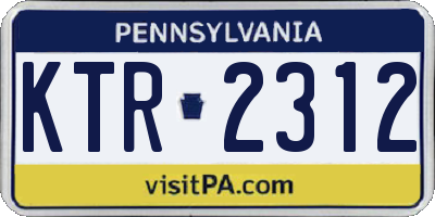 PA license plate KTR2312