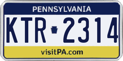 PA license plate KTR2314